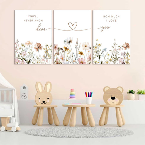 JBZDD 3Pcs Decoration12x16in Wildflower Nursery Canvas Wall Art Flower Botanical Sentence Poster Painting Picture Wall