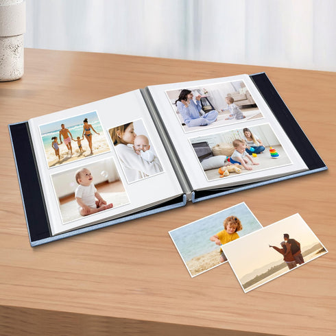Large Photo Album Self Adhesive Scrapbook Album for 4×6 5×7 8×10 Pictures DIY Magnetic Linen Cover Album 40 Pages for Family Wedding Gifts with Metal Pen and Plastic Board by HenPisen