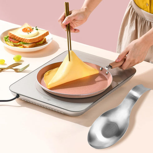 Stainless Steel Spoon Rest, Spatula Ladle Holder, Brushed Finish, Dishwasher Safe, 3.8 x 9.4 Inch (Fish Shape Silver,