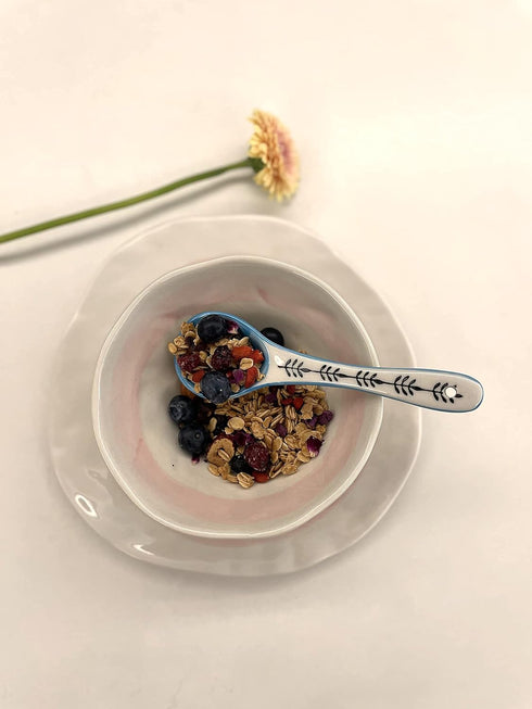 heart & home Ceramic Spoon Set of 6, Colorful Deep Round Soup Spoons, Ceramic Serving Spoons, 6.5'' Inches