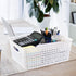 Gloreen White Plastic Basket, 8 Quart Weave Storage Baskets, Set of 4