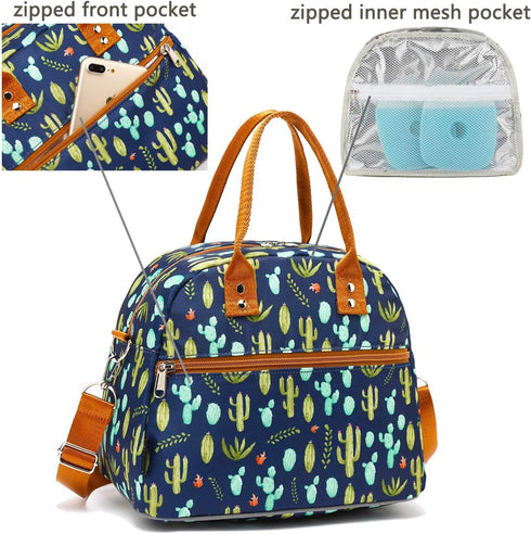 FlowFly Large Insulated Lunch Bag with Shoulder Strap for Men, Women, Kids, Reusable Tote, Freezable Meal Prep