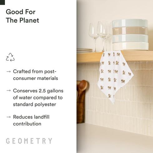 6 Pack GEOMETRY Dishcloth Evergreen Collection Quick-Dry, Ultra-Absorbent, Reusable Microfiber Kitchen Towels