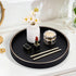 KINGFOM Round Decorative Tray for Coffee Table, PU Leather Valet Nightstand Desk Organizer for Men Women, Golden Trim