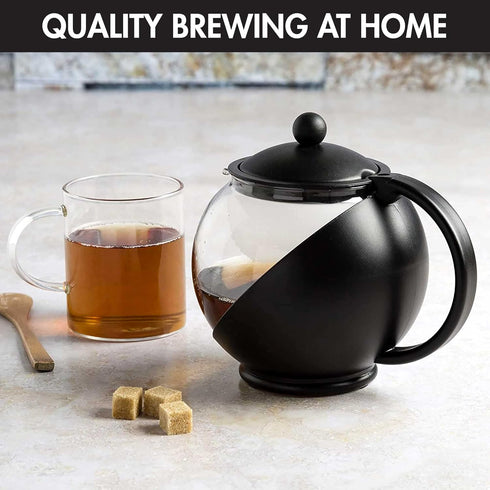Primula Half Moon Teapot with Removable Infuser, Glass Tea Maker with Reusable Fine Mesh Stainless Steel Filter,