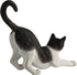 Veronese Design Hand Painted Figurine, 4 7/8 Inch Black and White Cat Stretching