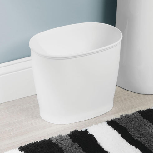 iDesign Kent BPA-Free Plastic Oval Waste Basket, 12" x 8" x 10", White