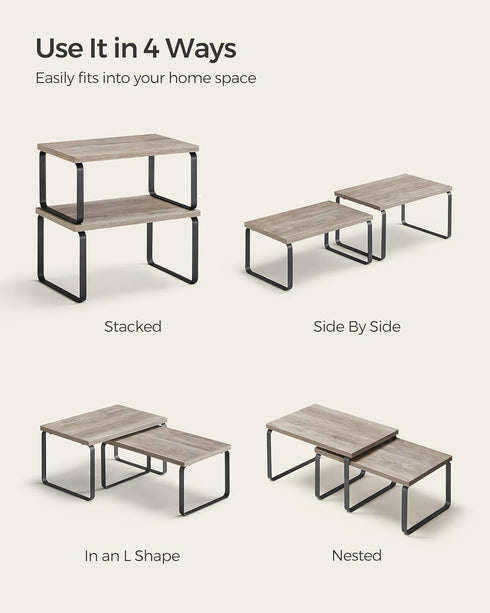 Set 4 Counter UKCS021X02 SONGMICS Cabinet Organizer Shelf, of Kitchen Shelves, Kitchen Storage, Spice Rack, Stackable