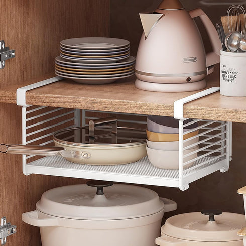 SSYYGET Under Shelf Organizer, Detachable Under Shelf Basket, Metal Hanging Under Desk Basket