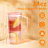 JunVpic Straws,24oz Glass Cups with Lids and Glass Tumbler with Handle Iced Coffee Cup