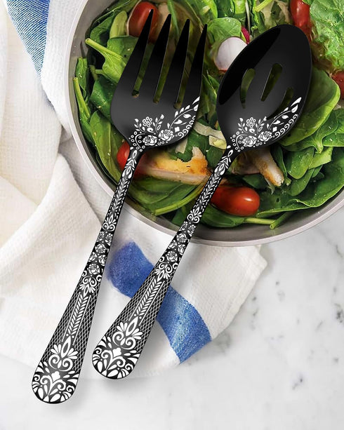 EUIRIO 5PCS Serving Utensils Set, Includes Large Serving Spoon, Slotted Serving Spoon, Serving Fork, Sugar Spoon &