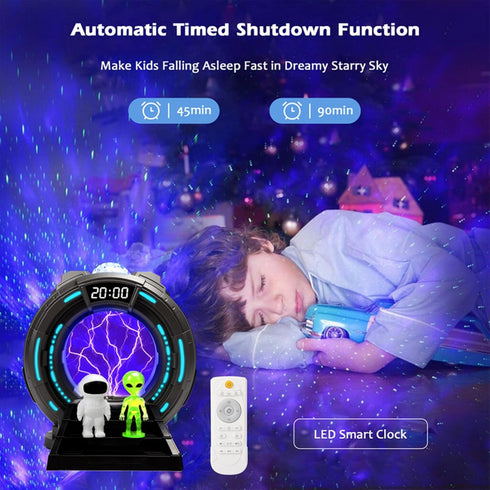 Northern Lights Projector, Galaxy Projector with Plasma Ball, White Noise Machine, Bluetooth Speaker, Timer Alarm