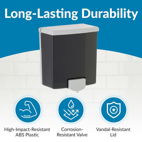 Bobrick B-40 Manual Wall-Mounted Soap Dispenser - 40 fl oz Capacity, ADA Compliant