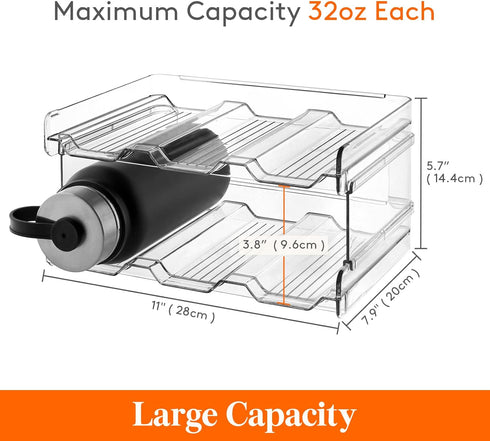 Lifewit Stackable Water Bottle Organizer, 2Pack for Cabinet and Kitchen Pantry Storage, Holds 6 Bottles