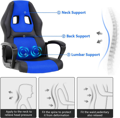 Dkeli Gaming Chair Computer Chair Office Chair Ergonomic High Back Massage PC Desk Chair with Lumbar Support & Padded