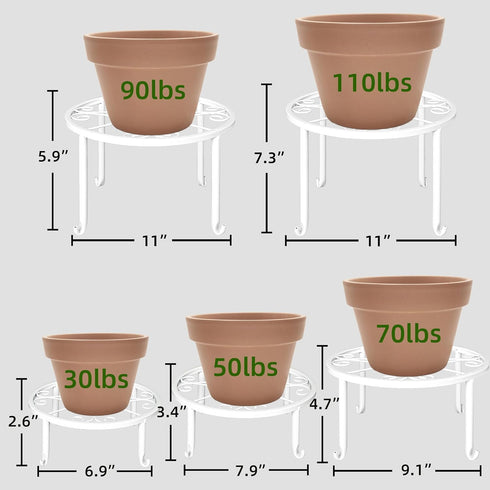 5 Pack Plant Stands White Metal Plant Stand for Outdoor Indoor Plants Heavy Duty Flower Pot Stands for Multiple Plants