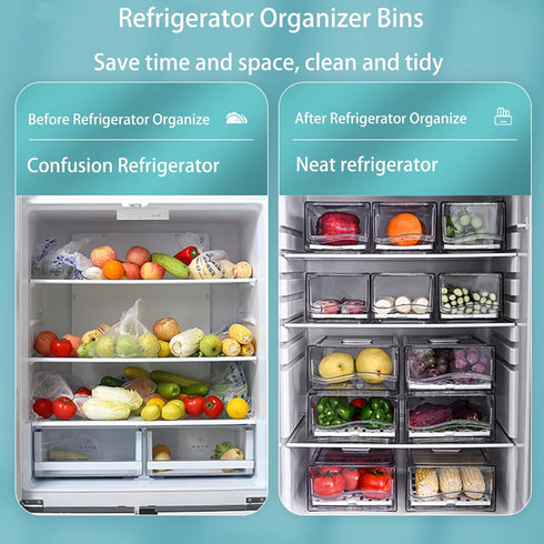 Diskary Fridge Organizer, Stackable Refrigerator Organizer Bins, Reusable Food Storage Containers, Fridge Drawer