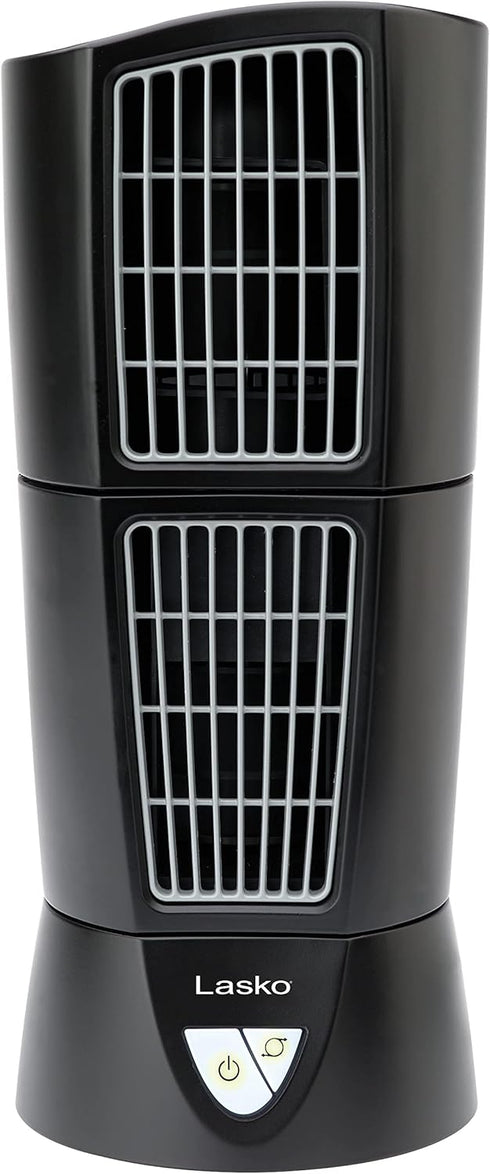 Lasko Oscillating Platinum Desktop Wind Tower Fan | 3-Speeds, Compact, Portable with Handle | 14", Black, Model 4916
