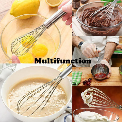 Stainless Steel Whisk Set, 3 Packs Balloon Whisks for Cooking, Whisking, Blending (8", 10", 12")