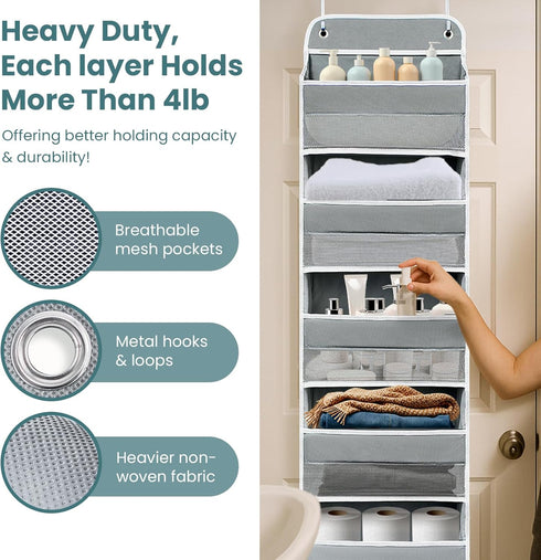 Andahoom 5 8 44lb Nursery,Closet, Sturdiness Over The Door Organizer, Shelves & Side Pockets,Anti Tilt Hanging Behind