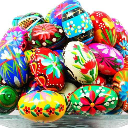 Importer AM Polish Easter Handpainted Wooden Eggs (Pisanki) Decorative Eggs for Easter Set of
