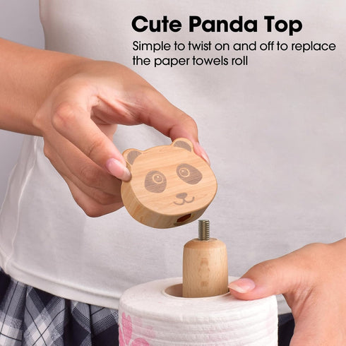 Countertop KitchLife Cute Wooden Paper Towel Holder - Solid Freestanding Paper Towel Dispenser Stand Organizer
