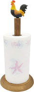Rooster Design Rustic Brown Wood Paper Towel Holder Stand Up Paper Towel Holder, Easy One-Handed Tear Kitchen Paper