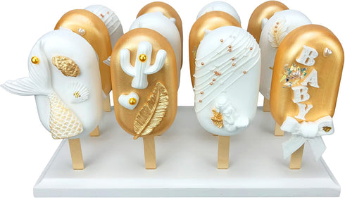 Wood Cakesicle Stand Display, 12 Count Popsicle Sticks Holder for Dessert Table at Wedding, Shower, Birthday Parties