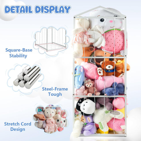 NomNest Stuffed Animal Storage, Metal Stuffed Animal Zoo Holder, Large Capacity Plushies Toy Organizer, Sturdy Steel
