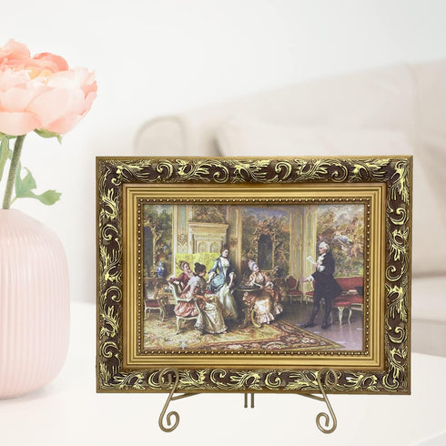 12 Inch Gold Plate Stand, Collapsible Iron Display Holder, Folding Easel for Photo, Pictures, Decorative Plate and