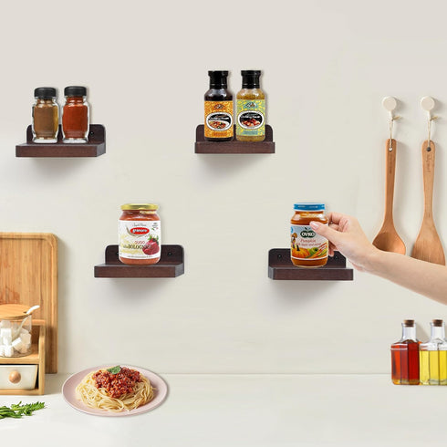 4x4 Inch (4, Small Floating Shelf, Display Ledges for Wall,Mini Shelves,Rustic Wood Shelf for Bedroom Living Room