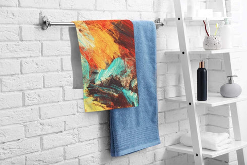 oFloral Bright Artistic Splashes Hand Towels, Abstract Multicolor Pattern Towel for Bath/Kitchen/Yoga/Golf 15X30 Inch