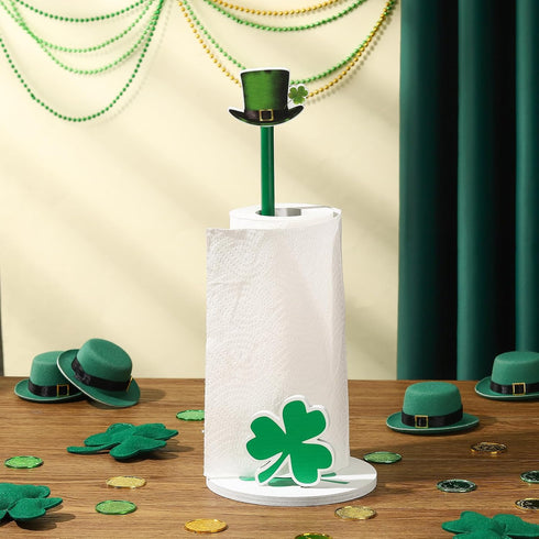 Namalu St. Patrick's Day Shamrock Paper Towel Holder - Rustic Decor for Kitchen and Bathroom, Countertop Dispenser