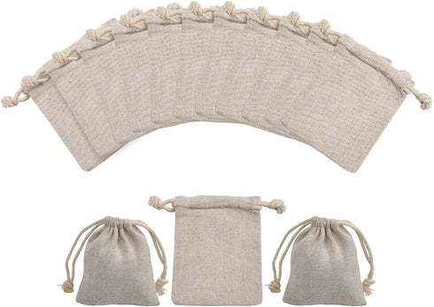 calary 50pcs Double Canvas Drawstring Bag, Cotton Pouch Gift Sachet Bags (2.75x4 Inch)