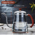 Unbreakable Gooseneck Kettle for Drip Coffee, 20OZ Glass Coffee Kettle with Lid for Stove Top