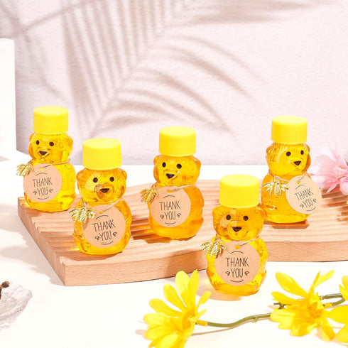 50 Pack 2 oz Plastic Honey Bear Bottles Jars, Honey Bear Cup with Lids Mini Bear Shape Empty Honey Bear Bottle Honey