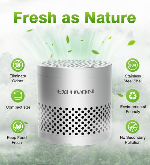 Fridge Deodorizer, Lasts 10 Years, Odor Eliminator, Bamboo Charcoal Air Purifying Bag, Silver