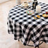 Buffalo Plaid Round Tablecloth, Checkered Cotton Linen Table Cover for Kitchen Dining Room, 48 Inch