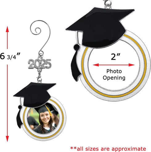 Graduation Christmas Photo Ornament - Dated Charms for 2025 & 2026 - Graduation Hat Design with Storage Bag
