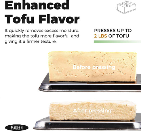 Mageeki Tofu Press, Tofu Press Stainless Steel with Cheese Cloth and Drip Tray for Homemade Firm Tofu, Paneer Maker