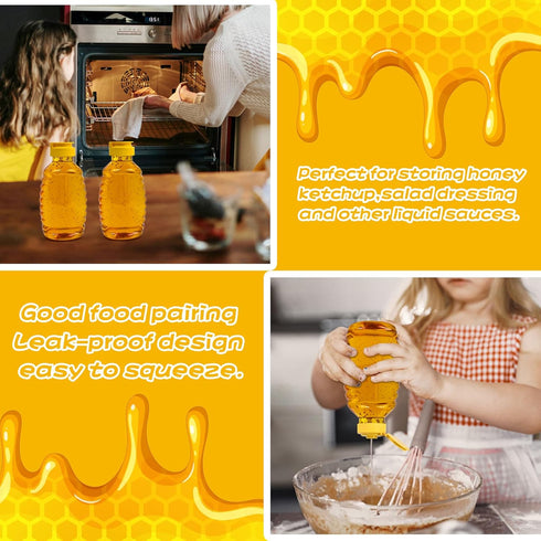 SkyJourney 24 Pack 16 oz,Refillable honey bottles squeeze Food Grade Honey Container,Bottles With Leak Proof Flip-Top