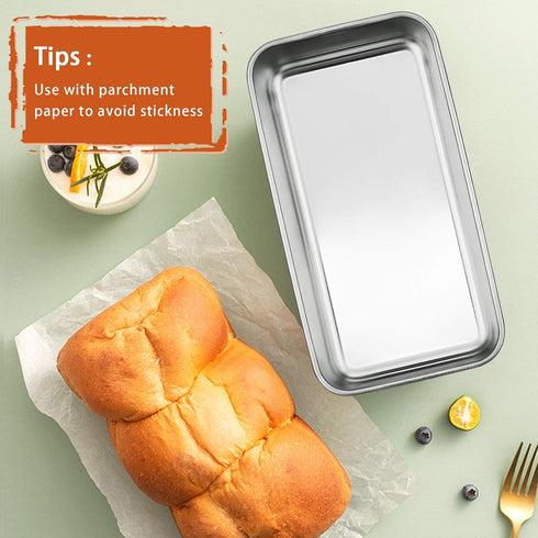 P&P CHEF 9 Inch Loaf Pan, Stainless Steel Bread Baking Pan, Non Toxic Bakeware for Bread, Cake, Lasagna