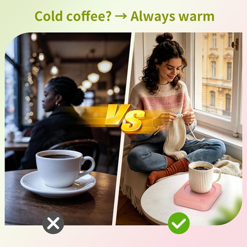 3-Temp Settings, VOBAGA Coffee Mug Warmer for Desk with Auto Shut Off & Coffee Cup Warmer Galentines Day Gift Home