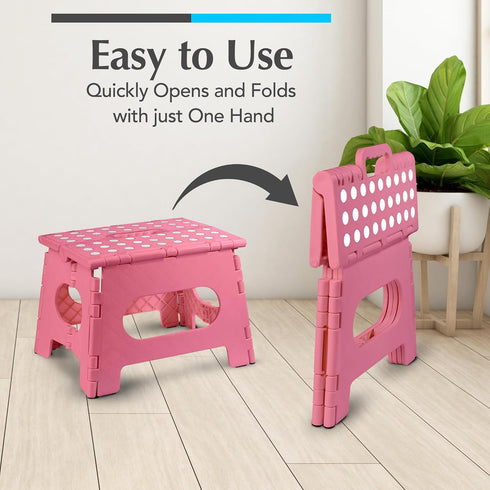 2-Pack) Handy Laundry Folding Lightweight Step Stool - Sturdy Enough to Support Adults and Safe Enough for Kids - Opens