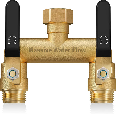 LNEZCDB Hose Splitter 2 Way Heavy Duty, Full Flow Garden Hose Splitter with