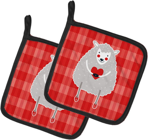 Caroline's Treasures BB6762PTHD Lamb Love Pair of Pot Holders, Kitchen Heat Resistant Oven Hot Pads