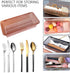 Flatware Tray with Lid, Kitchen Cutlery Storage Container for Silverware and Utensils, Brown