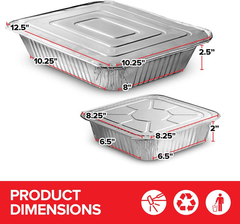 Disposable Foil Pans with Lids (Set of 20), Heavy Duty Aluminum Baking Tins for Cooking, Storing