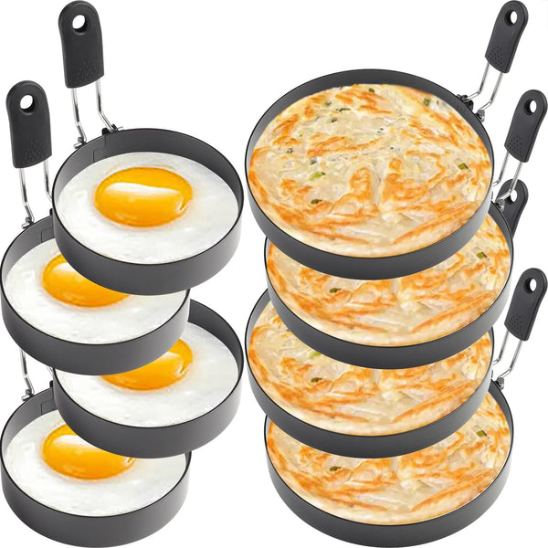 zeeooil Egg Rings 4 Pcs Large 6" Pancake Molds And 4 Pcs 3.5"