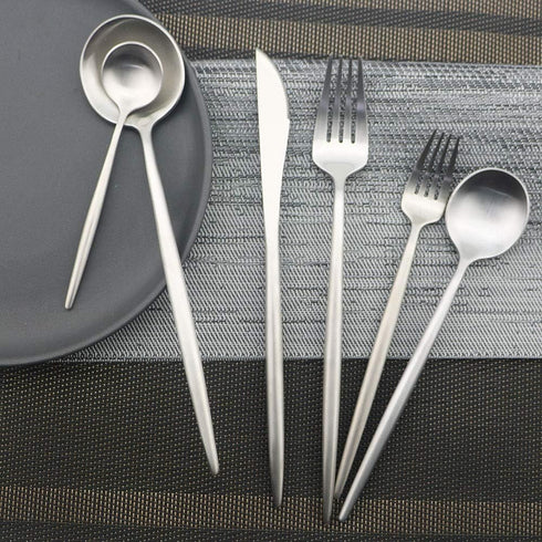 JASHII Luxury Flatware Set, 6-Pieces Elegant 18/10 Stainless Steel Silverware for Home Kitchen, Dishwasher Safe